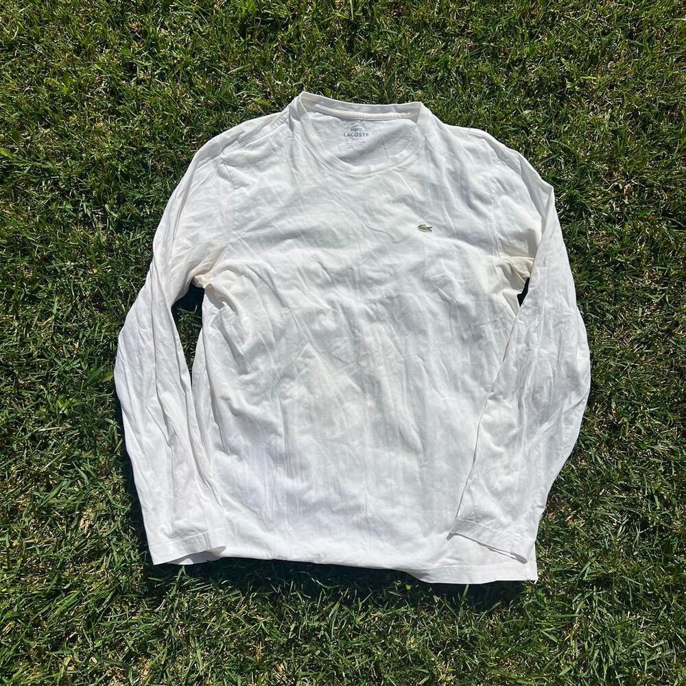 Lacoste long sleeve white tee mini croc mens size 6